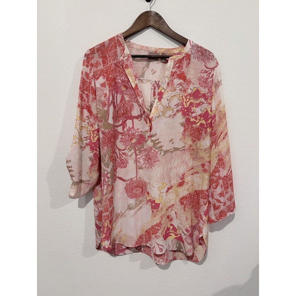 Chico’s Floral Pink Red Women’s Size 2 Large 12-14